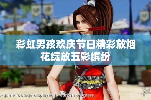 彩虹男孩欢庆节日精彩放烟花绽放五彩缤纷