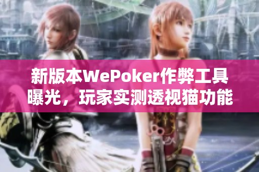新版本WePoker作弊工具曝光，玩家实测透视猫功能揭秘