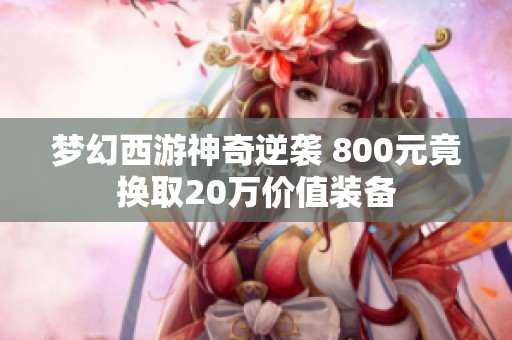 梦幻西游神奇逆袭 800元竟换取20万价值装备