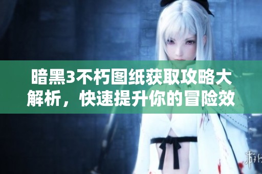 暗黑3不朽图纸获取攻略大解析，快速提升你的冒险效率