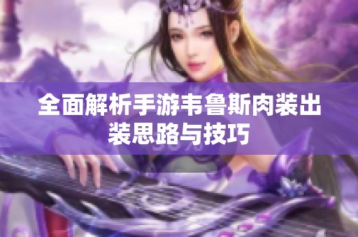 全面解析手游韦鲁斯肉装出装思路与技巧