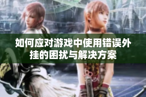 如何应对游戏中使用错误外挂的困扰与解决方案