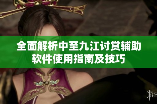 全面解析中至九江讨赏辅助软件使用指南及技巧