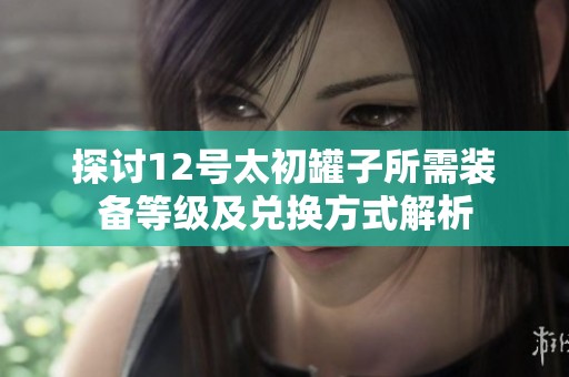 探讨12号太初罐子所需装备等级及兑换方式解析
