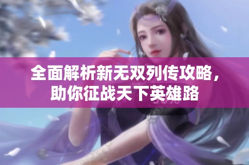 全面解析新无双列传攻略，助你征战天下英雄路