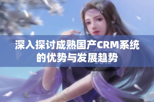 深入探讨成熟国产CRM系统的优势与发展趋势