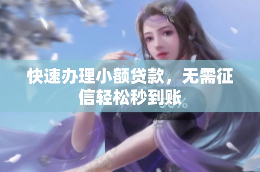 快速办理小额贷款，无需征信轻松秒到账