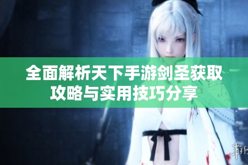 全面解析天下手游剑圣获取攻略与实用技巧分享