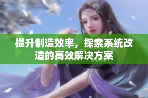 提升制造效率，探索系统改造的高效解决方案