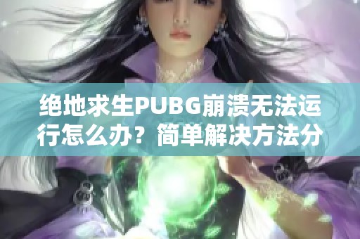 绝地求生PUBG崩溃无法运行怎么办？简单解决方法分享