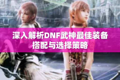 深入解析DNF武神最佳装备搭配与选择策略