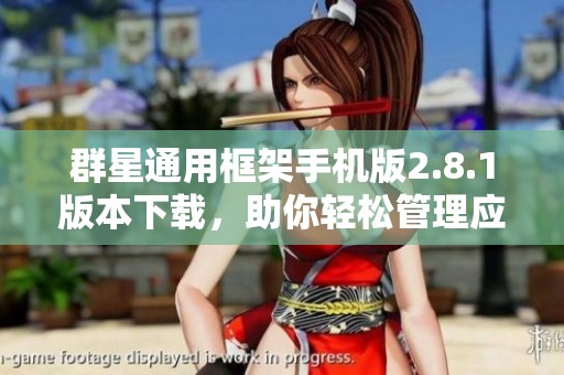 群星通用框架手机版2.8.1版本下载，助你轻松管理应用数据