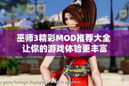 巫师3精彩MOD推荐大全 让你的游戏体验更丰富
