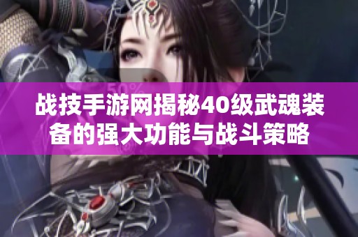 战技手游网揭秘40级武魂装备的强大功能与战斗策略