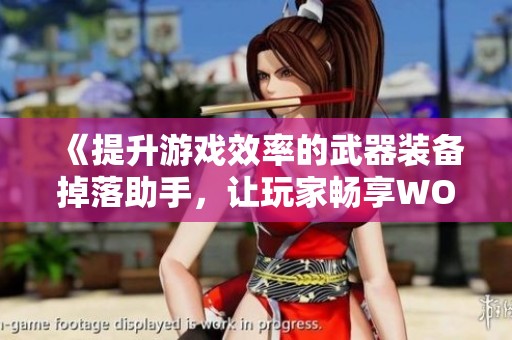 《提升游戏效率的武器装备掉落助手，让玩家畅享WOW乐趣》