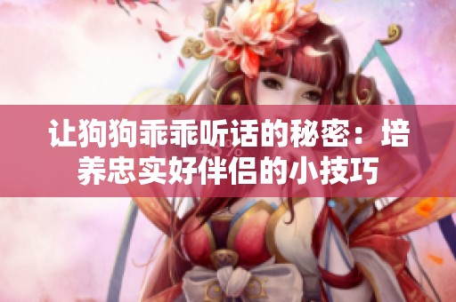 让狗狗乖乖听话的秘密：培养忠实好伴侣的小技巧