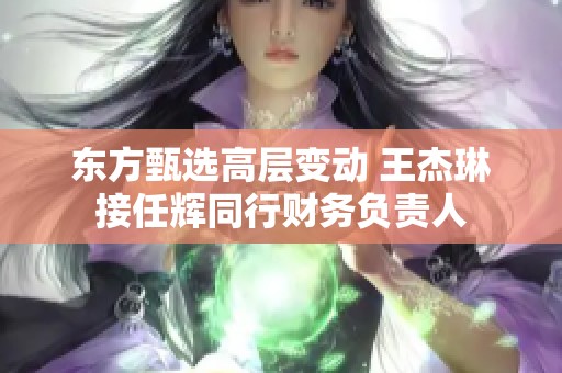 东方甄选高层变动 王杰琳接任辉同行财务负责人