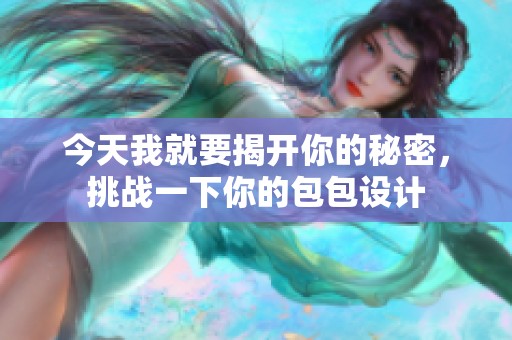 今天我就要揭开你的秘密，挑战一下你的包包设计